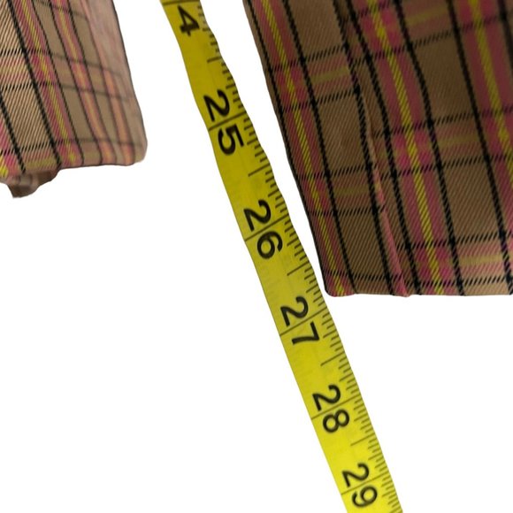 Anthropologie Essential Slim Tan Plaid Ankle High Rise Pants 6 - Picture 9 of 13